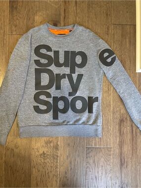 Superdry Grey Crewneck Sweatshirt with Bold Black Logo